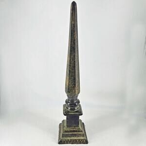 Vintage Metal patina verdigris tall Obelisk Decorative figurine decor 18"